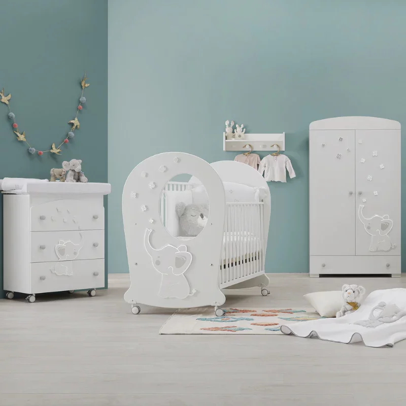 Dulap bebelusi Elly Alb, mobilier camera copii Erbesi, Italia