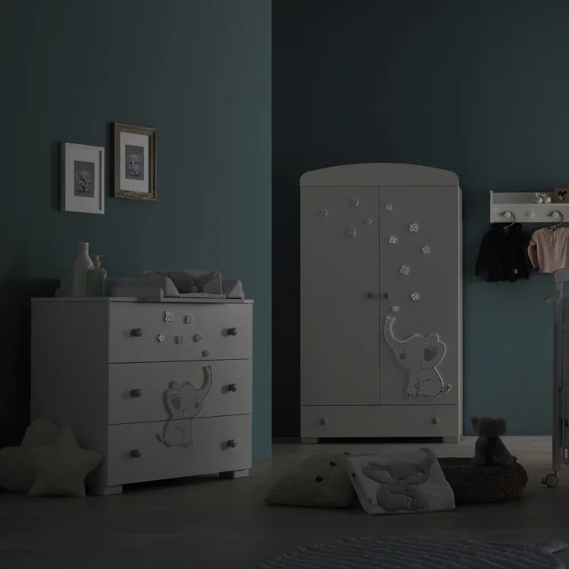 Dulap bebelusi Elly Alb, mobilier camera copii Erbesi, Italia