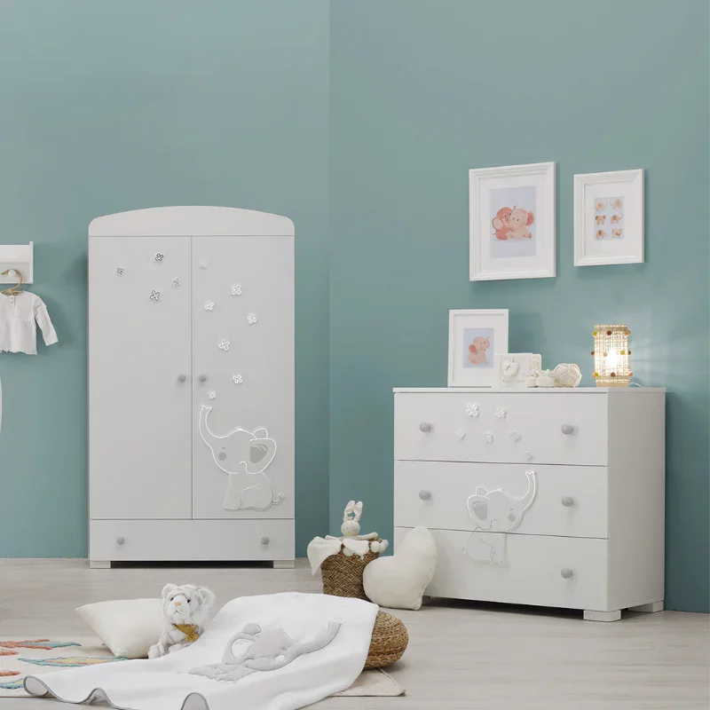 Dulap bebelusi Elly Alb, mobilier camera copii Erbesi, Italia